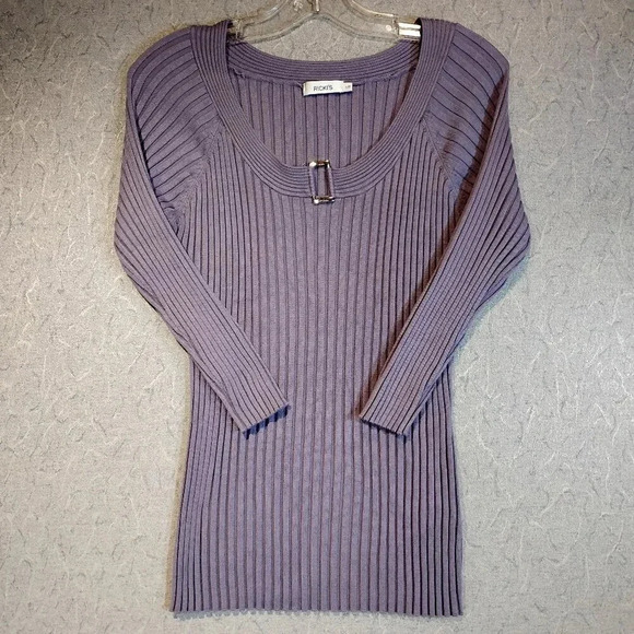 Ricki's Purple Knit Long Sleeve Scoop-Neck  Sweater in Size Large - Picture 1 of 10